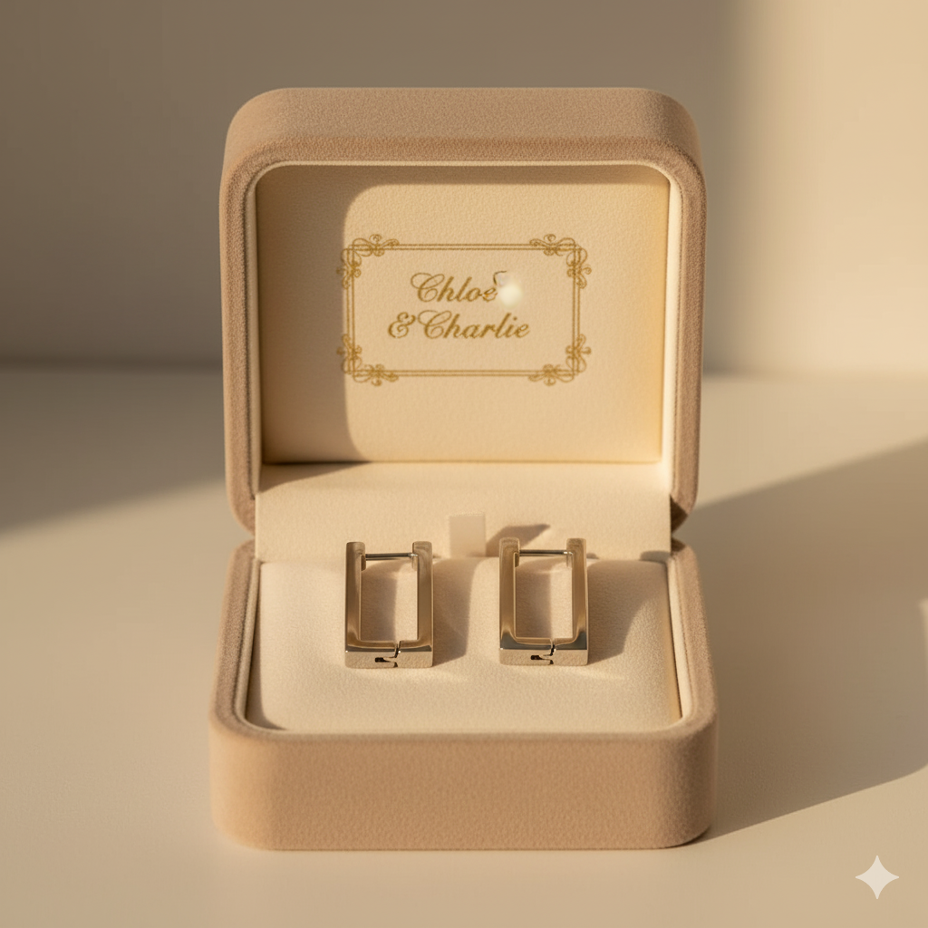 Silberne Rechteckige Creolen