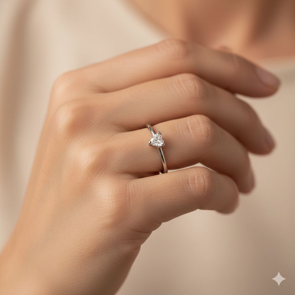 Kristallherz-Ring „Kleines Liebe“.