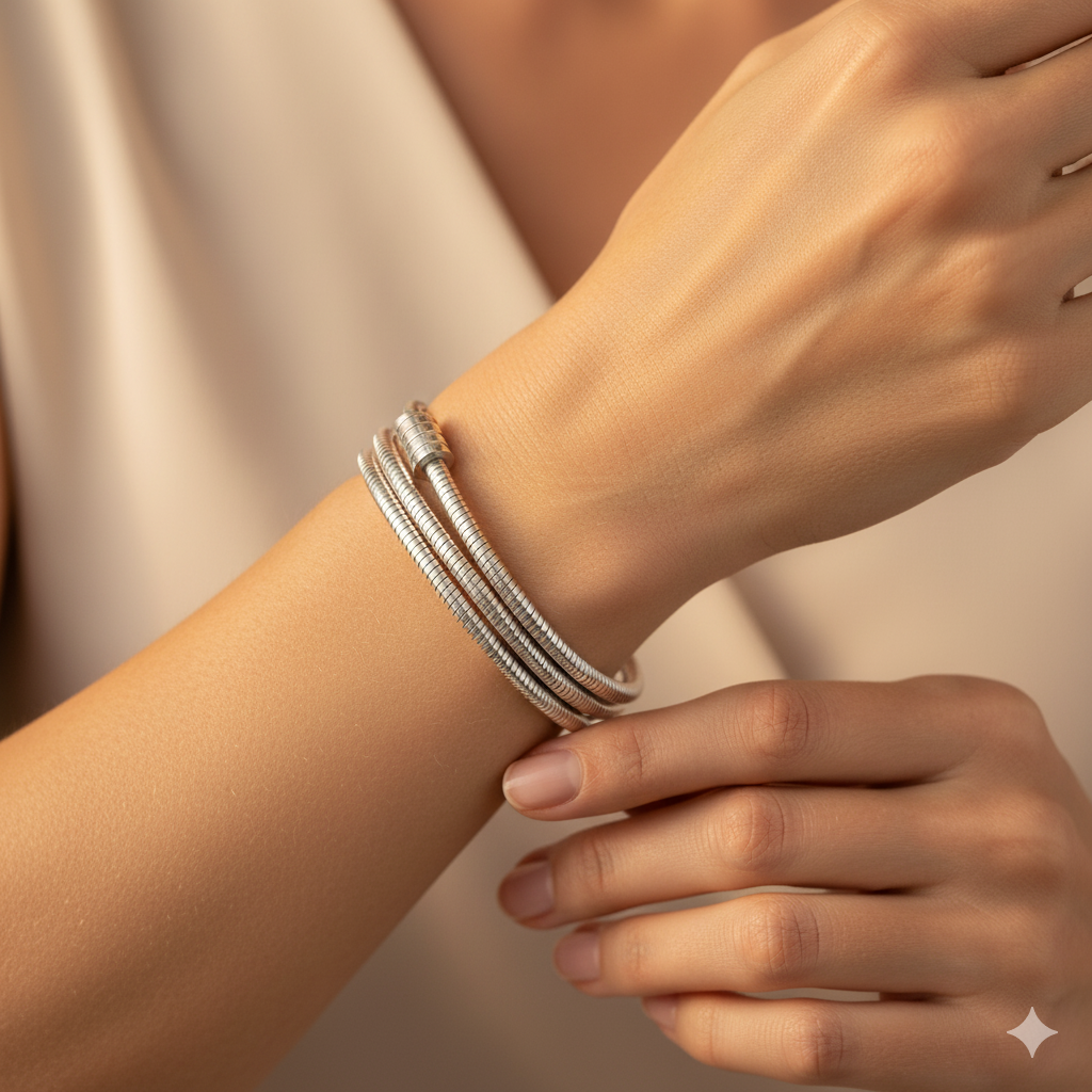 Verdrehte Silberarmband