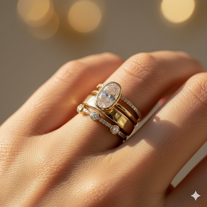 Lily - Vintage Gold- und Zirkonia-Ring-Set 