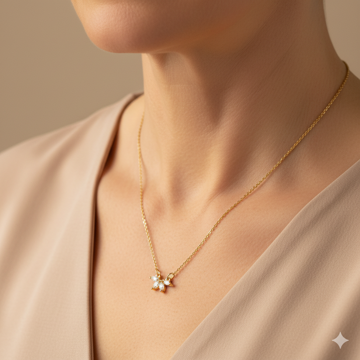 Omelia Kristallblatt Halskette