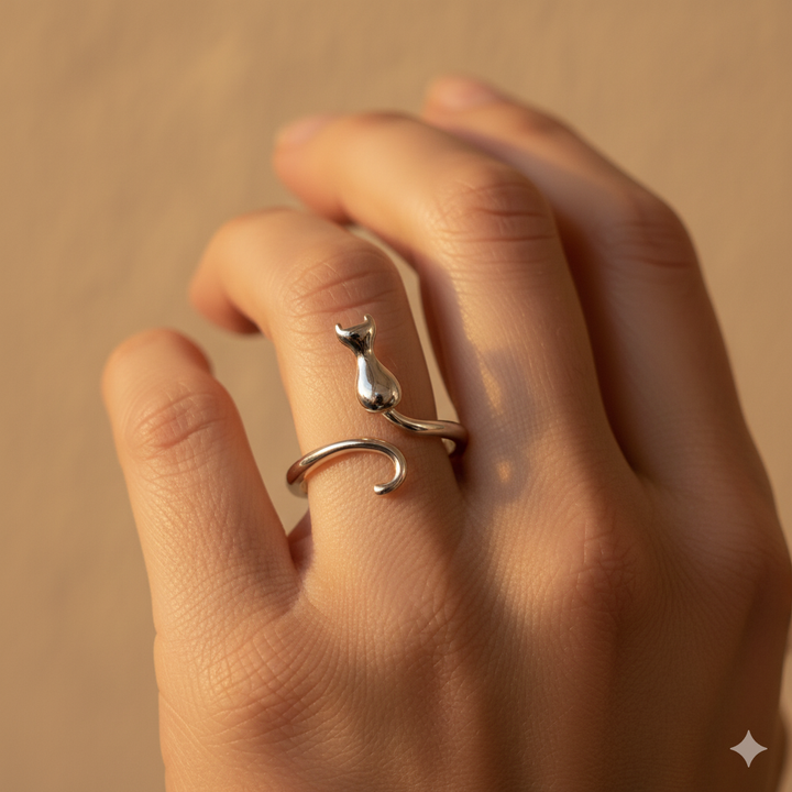 Mitternachtskatze Silberring