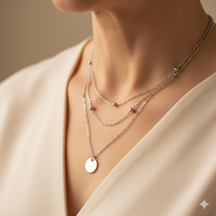 Schichtige Disc-Halskette Silber