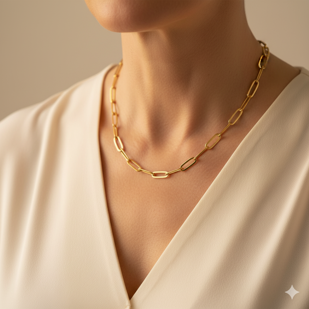 Goldene Halskette mit Clip