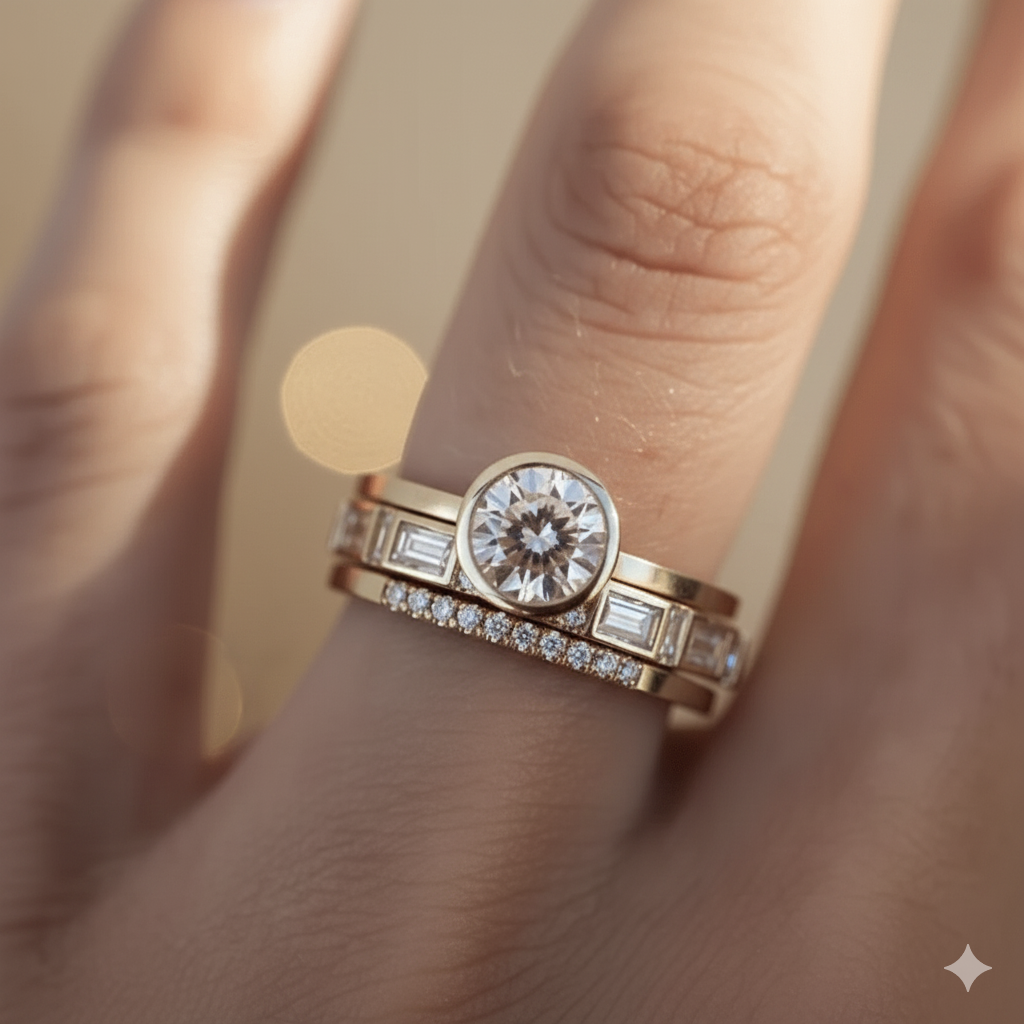 Hoffnung - Inlay Kristall Goldring Set 