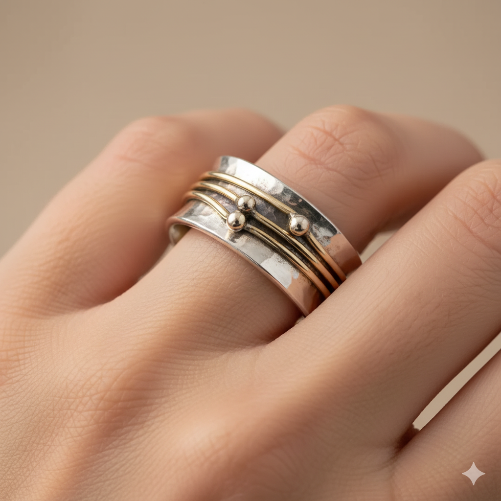 Shine – Vintage-Ring aus Gold und Silber 