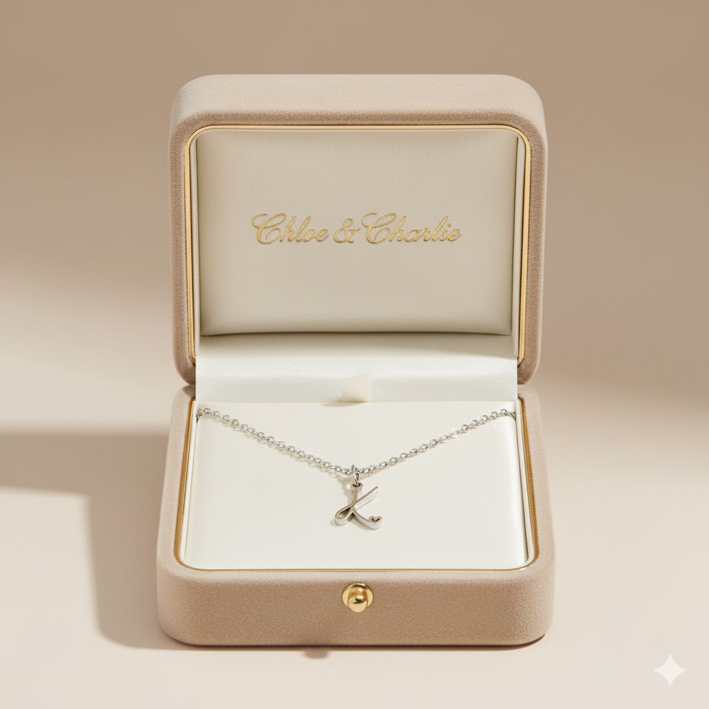 Silberner Buchstaben-Herzanhänger