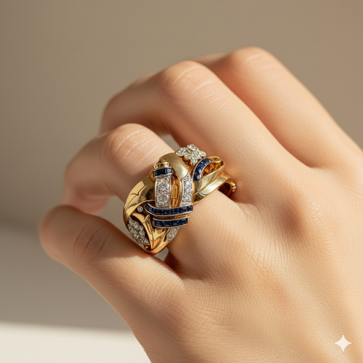 Goldener Vintage-Zirkonia-Ring