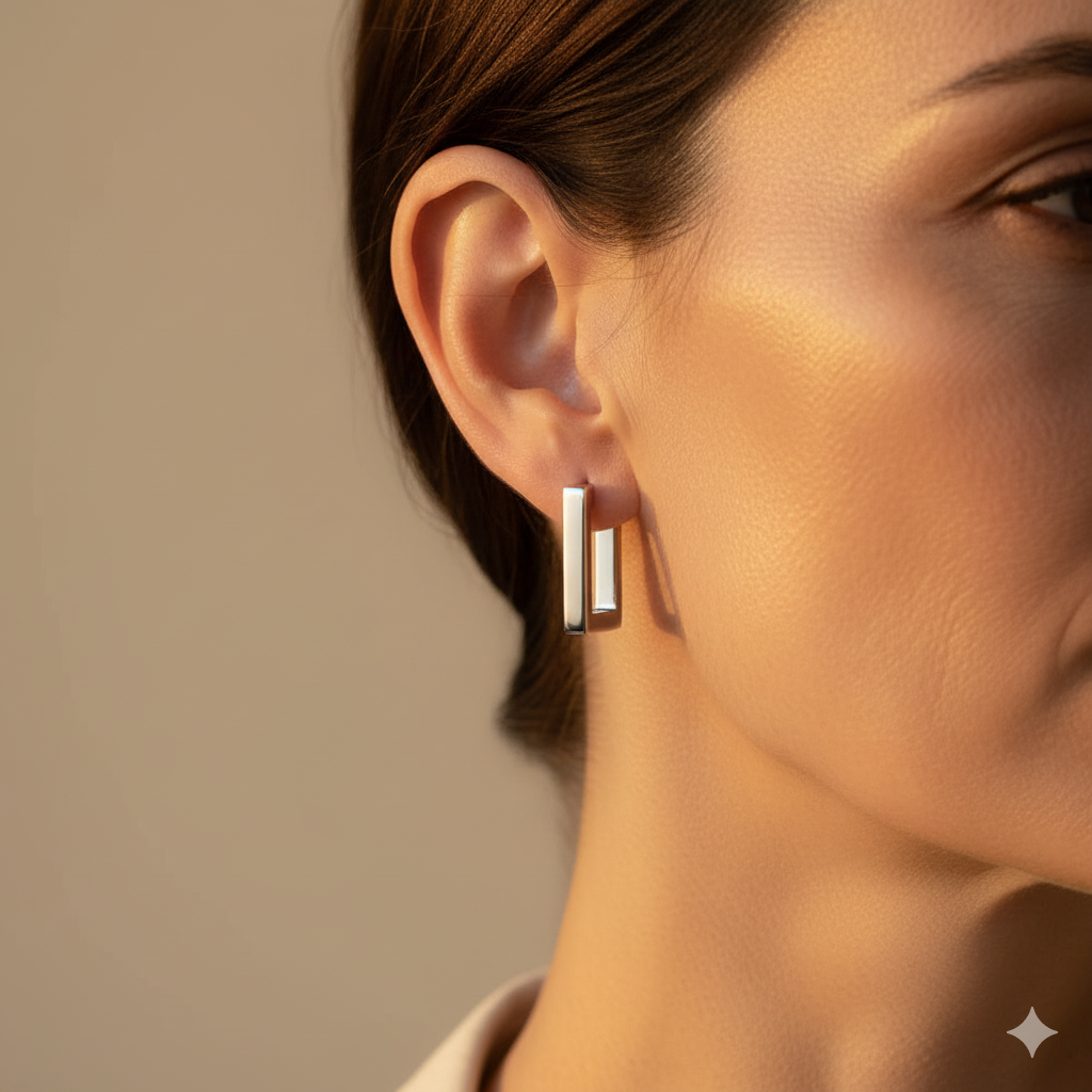 Silberne Rechteckige Creolen