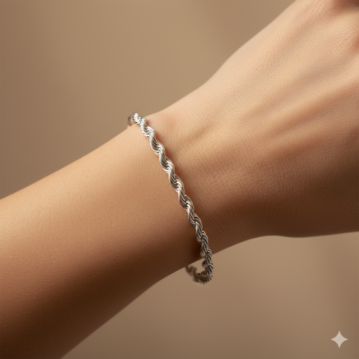 Verdrehtes Ketten-Silberarmband