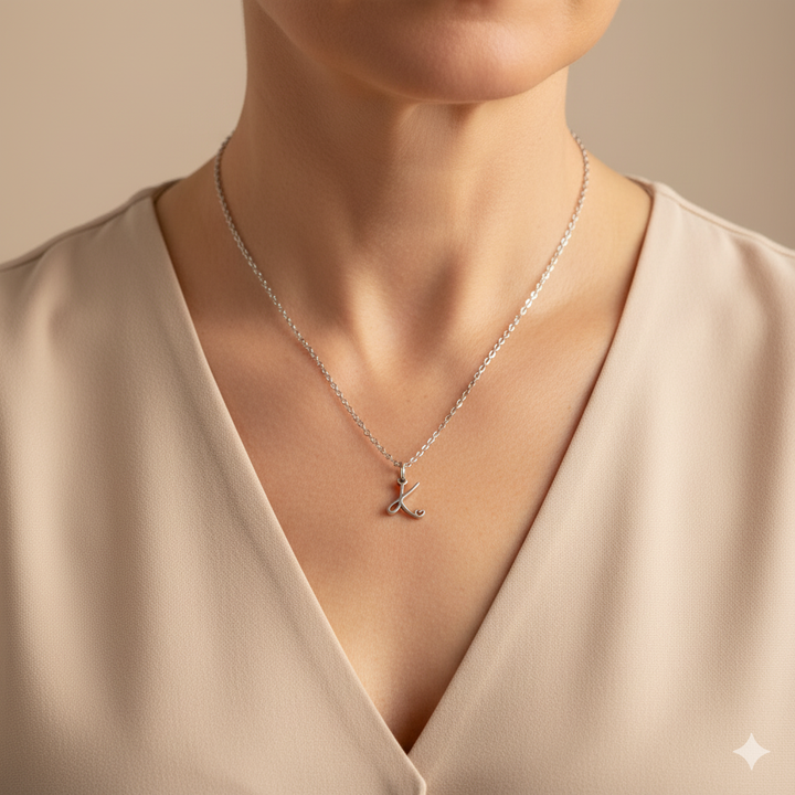 Silbernes Buchstaben-Herz-Kettenanhänger