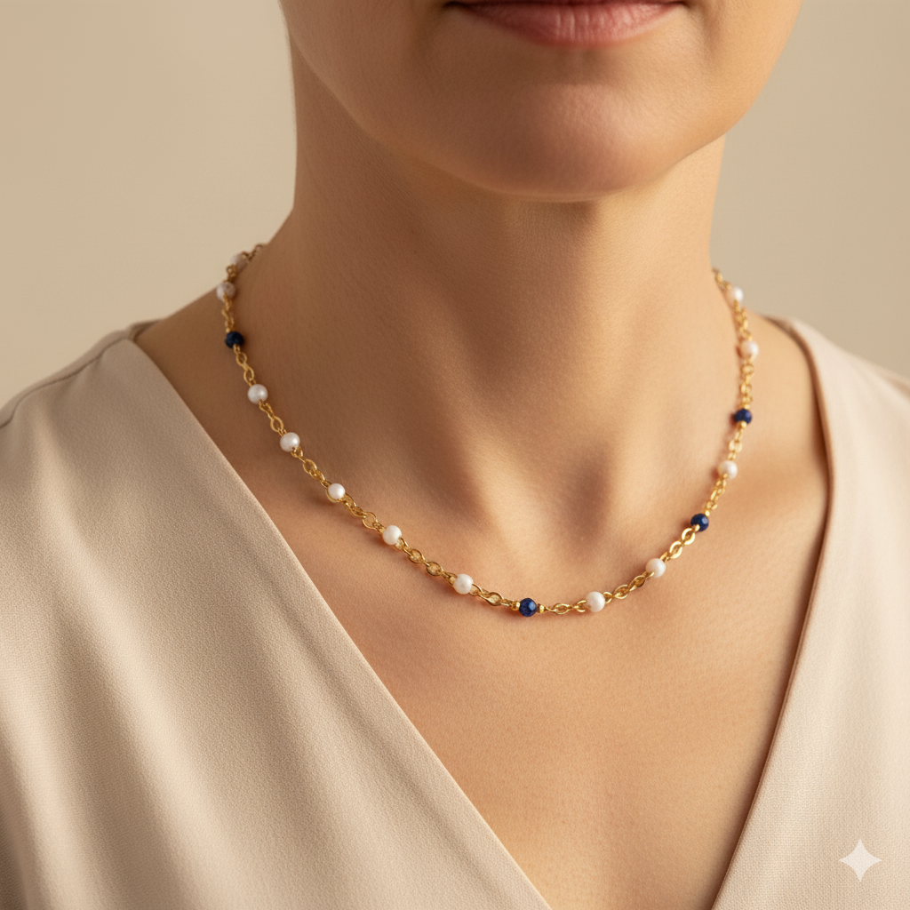 Luna Mitternachtsstein-Halskette