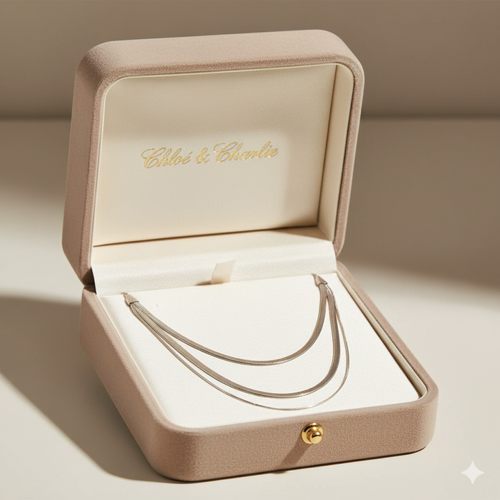 Silberne mehrlagige Kettenhalskette