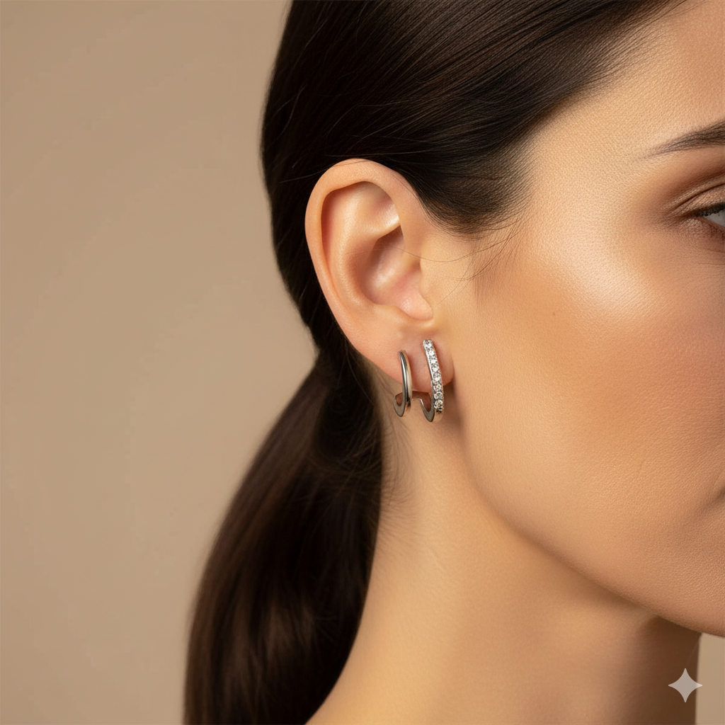 Silberne &amp; Kristall Klaue Ohrringe