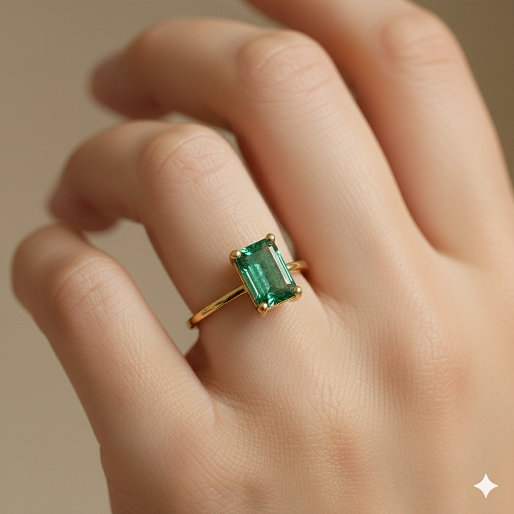 Natürlicher Moosachat-Ring 