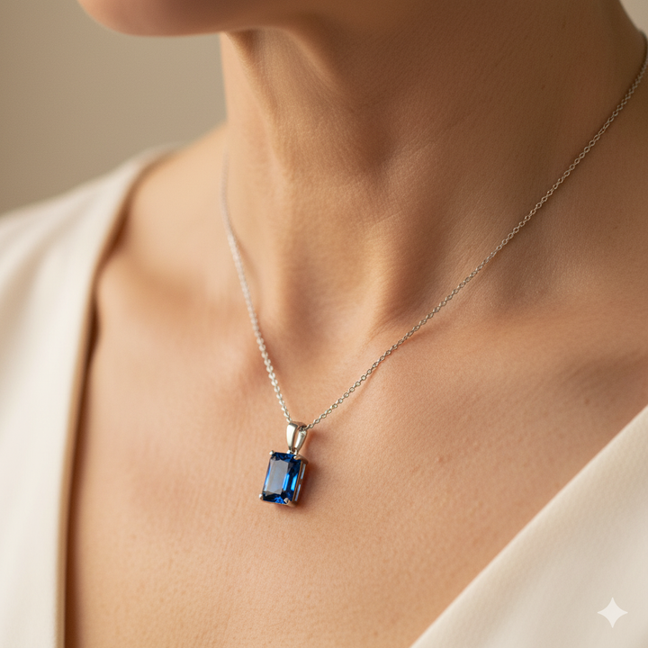 Ozeanblauer Anhänger Silberkette