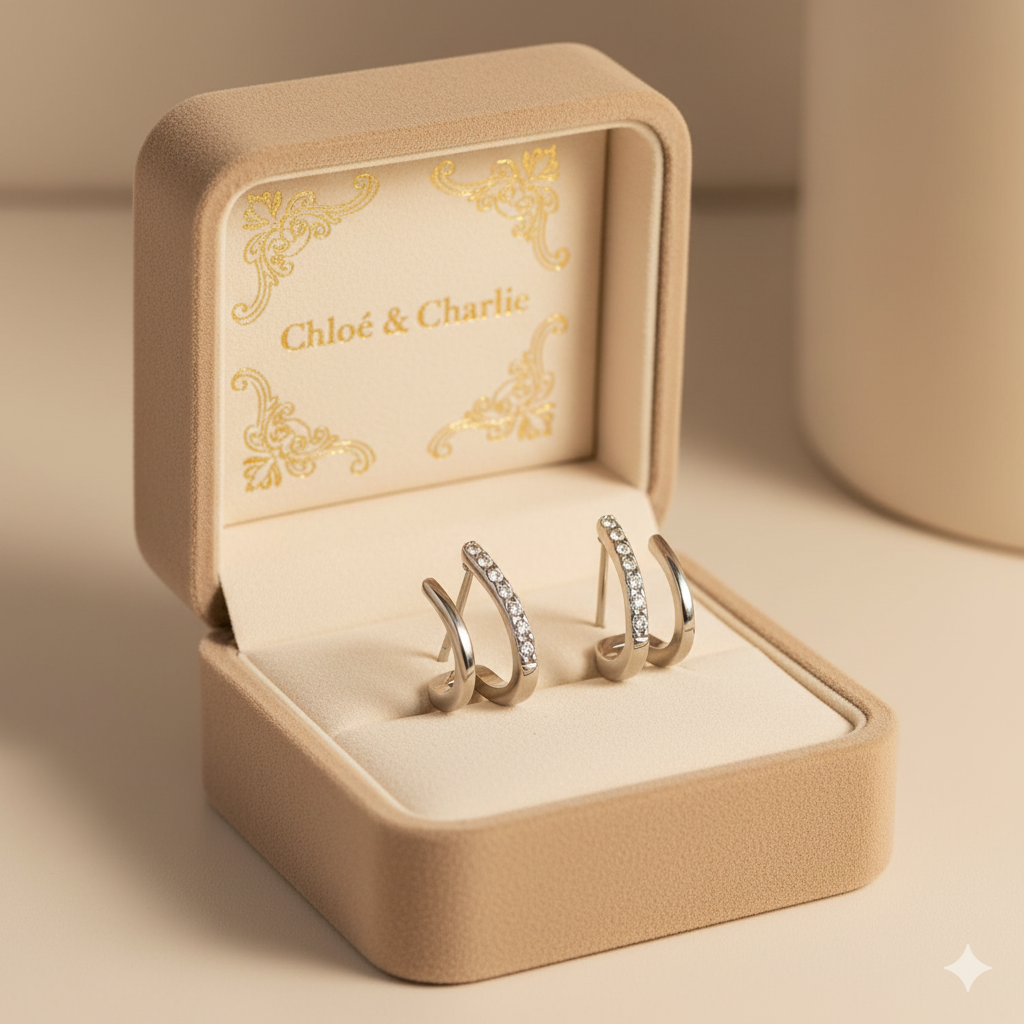 Silber- und Kristallkrallenohrringe