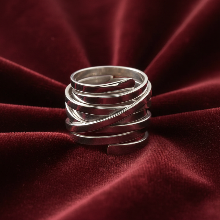 Bliss - Vintage Dicke Schicht Weißgoldring 