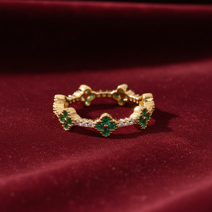 Glück - Kleeblatt Kristallring