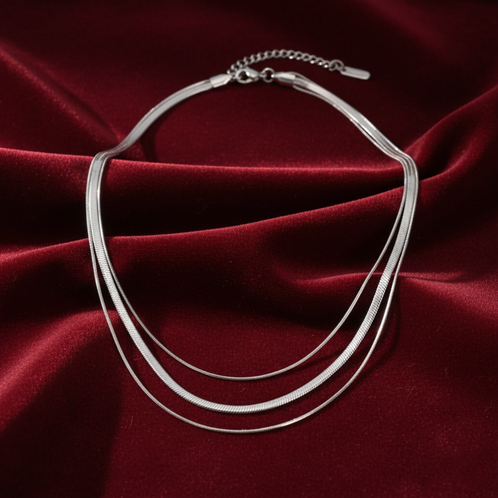 Silberne mehrlagige Kette Halskette