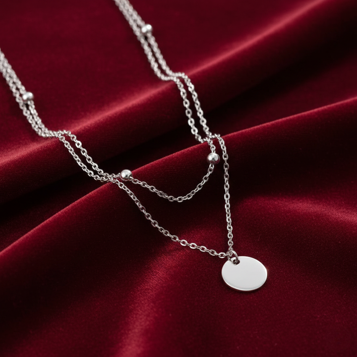 Schichtige Scheiben-Halskette Silber