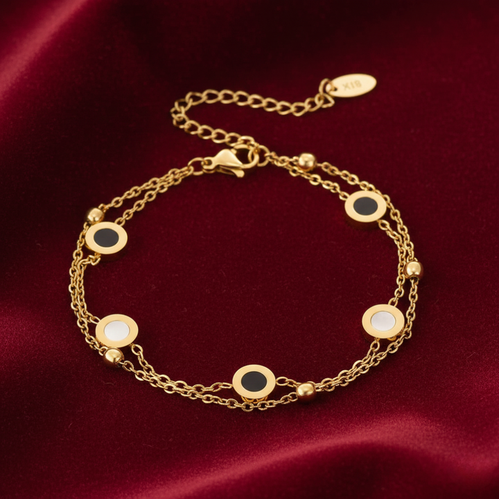 Onyx- und Weißstein-Armband