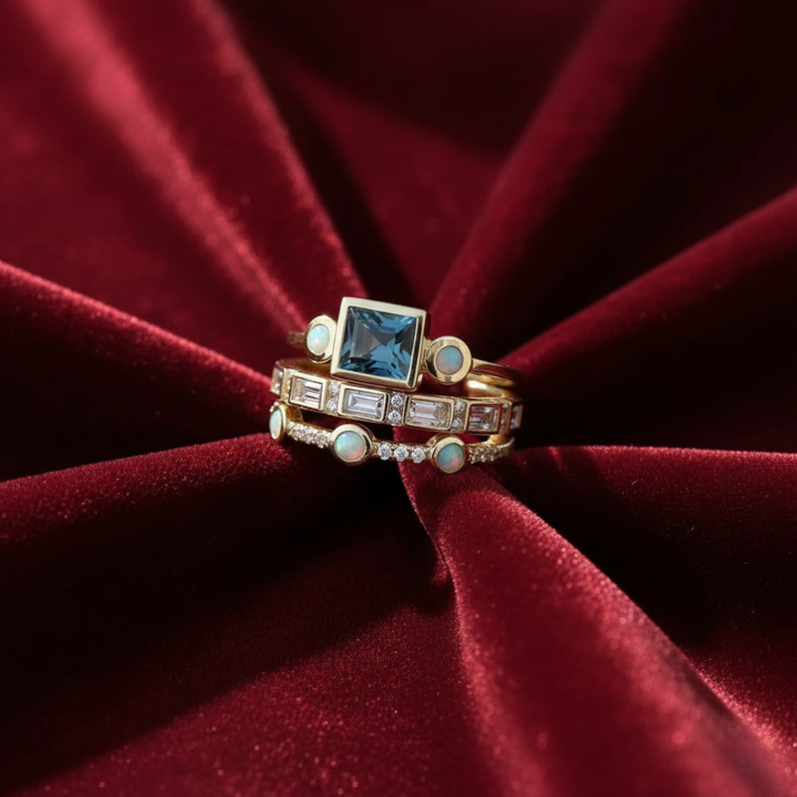 Ozean - Vintage Kristallring Set 