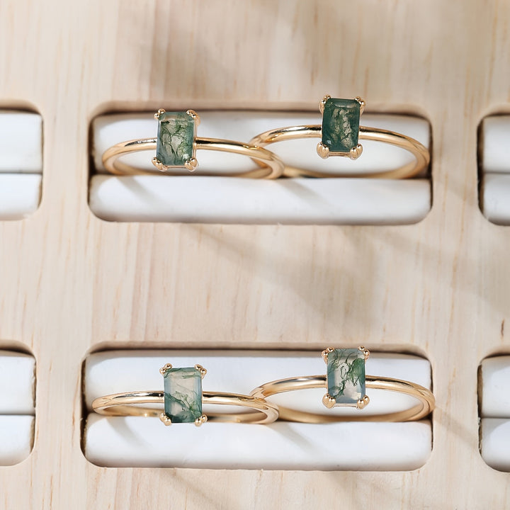 Natürlicher Moosachat Ring