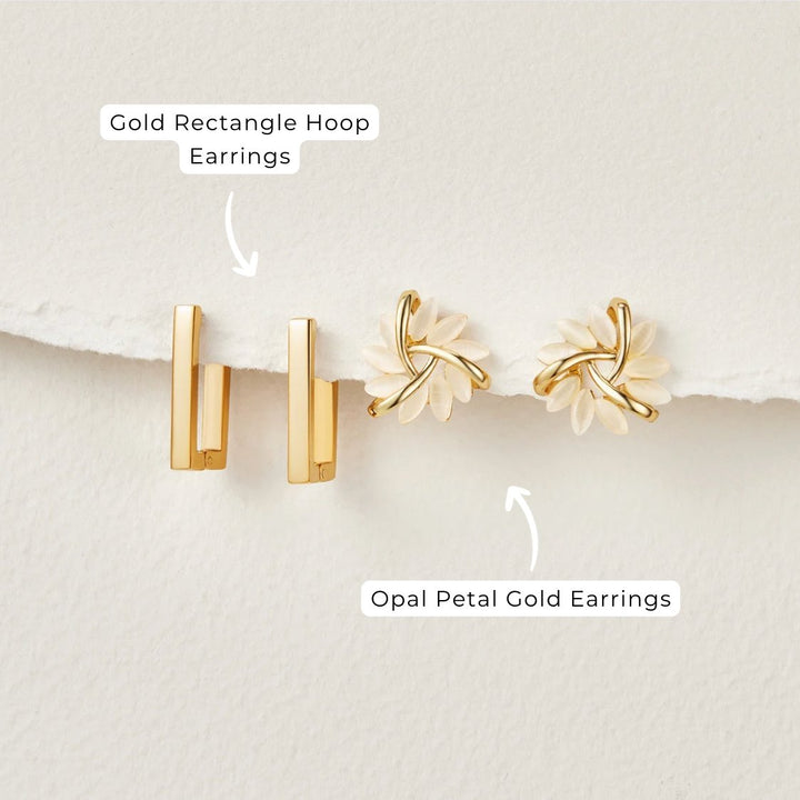 Opal Blüten Gold Ohrringe